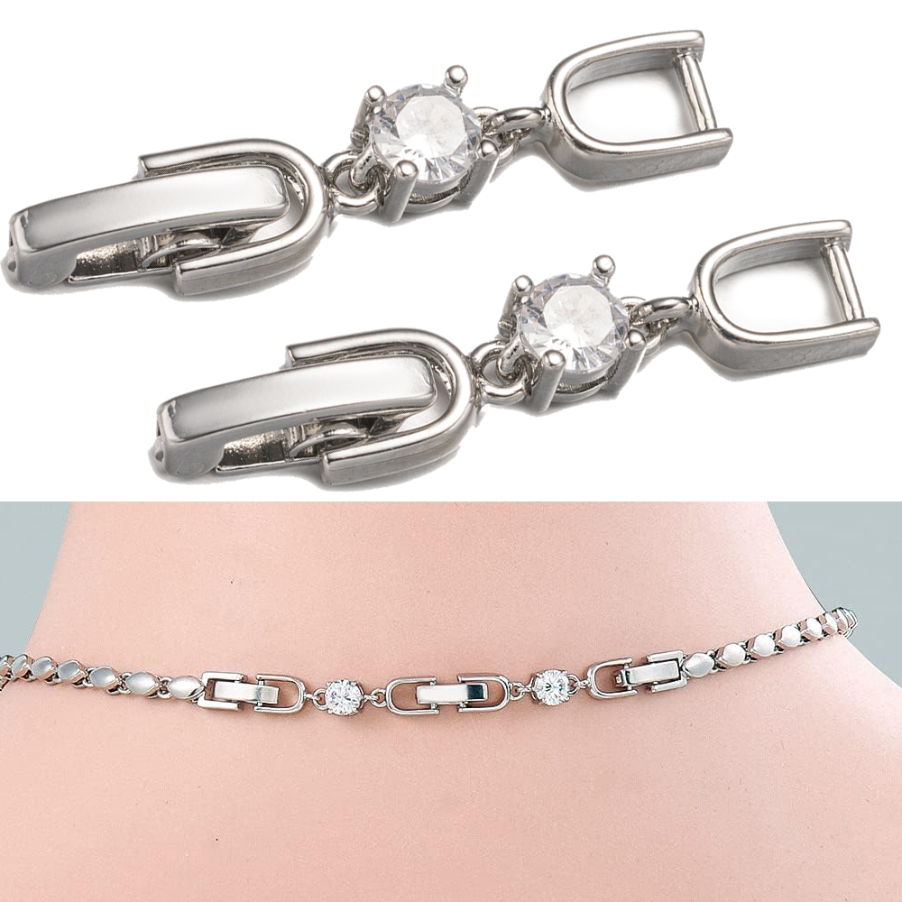 Jewelry Making Kit - 5pcs White Gold Plated Crystal Rhinestone