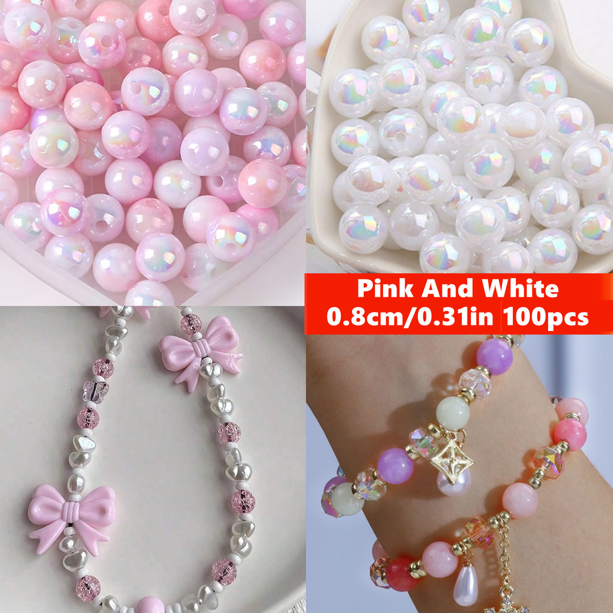 8mm 100pcs Pink Cute And Beaut - Jewelry Making For Couples review and price