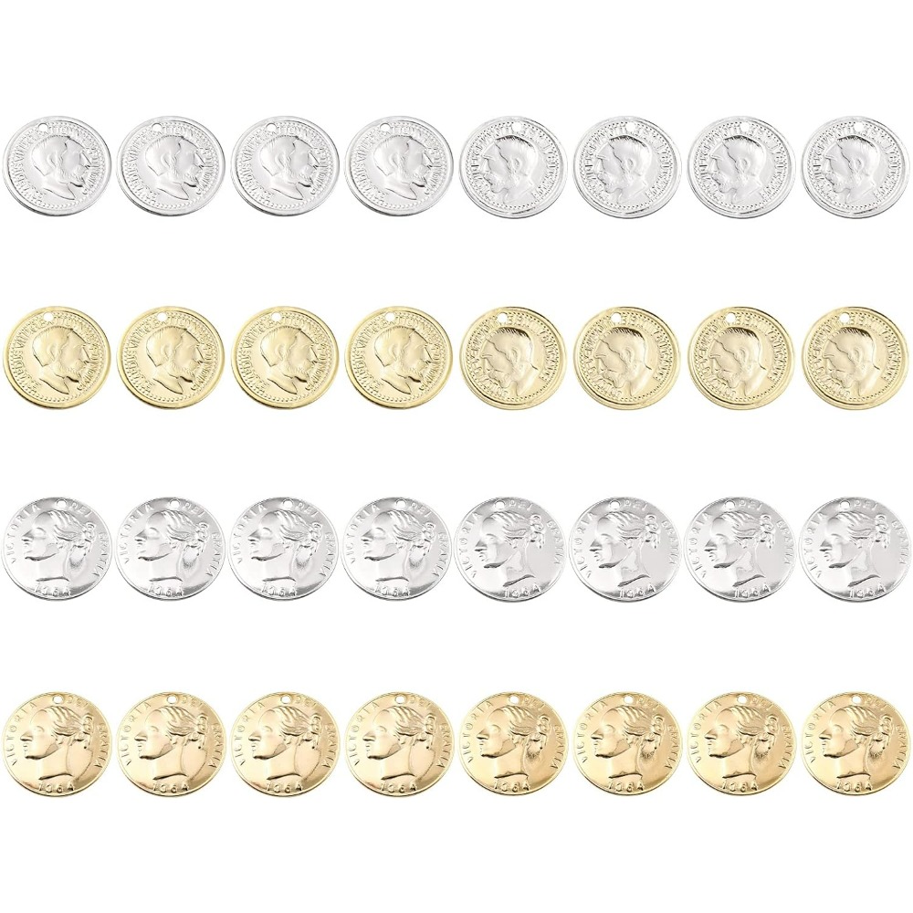 32Pcs 2 Styles Coin Charms 24K - Jewelry Making Victoria review and price