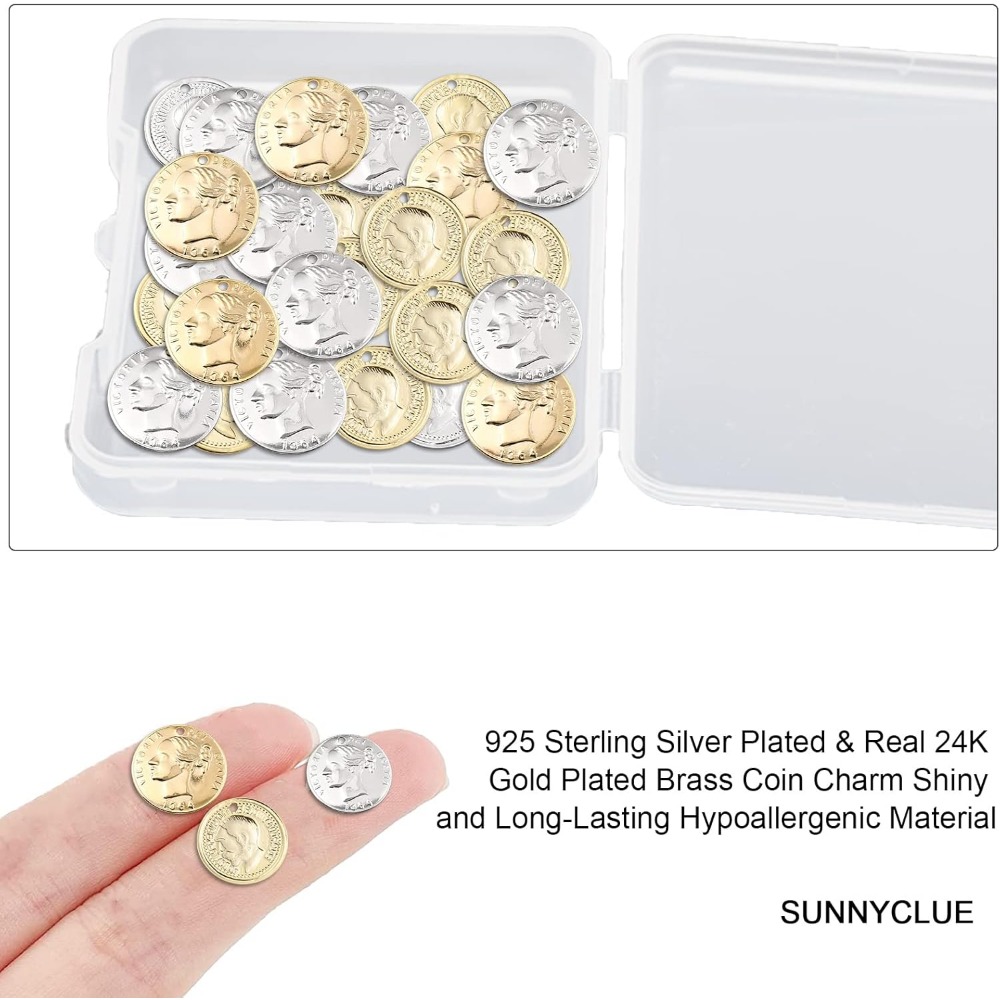 32Pcs 2 Styles Coin Charms 24K - Jewelry Making Victoria review and price